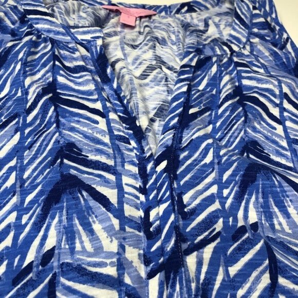 Lilly PULITZER Kipper Lapis Periwinkle Blue Fern Beachy Boho Chic Fringe Tank - Picture 9 of 13